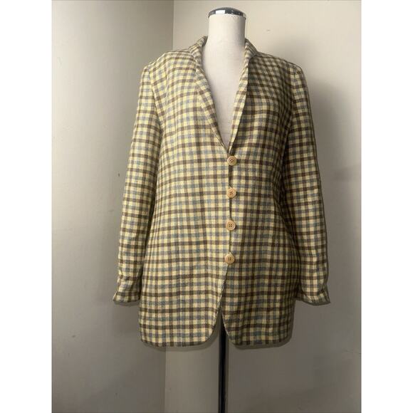 GIORGIO ARMANI Le Collezioni Houndstooth Alpaca/Wool Blend Blazer Sz US 10/EU 46 - Picture 2 of 12